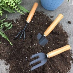 bộ dụng cụ làm vườn 3 món cán gỗ