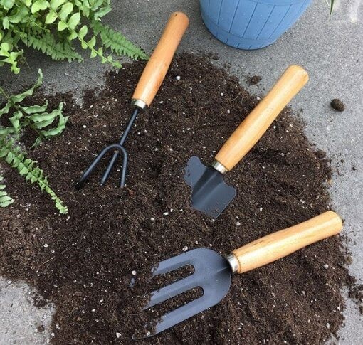 bộ dụng cụ làm vườn 3 món cán gỗ